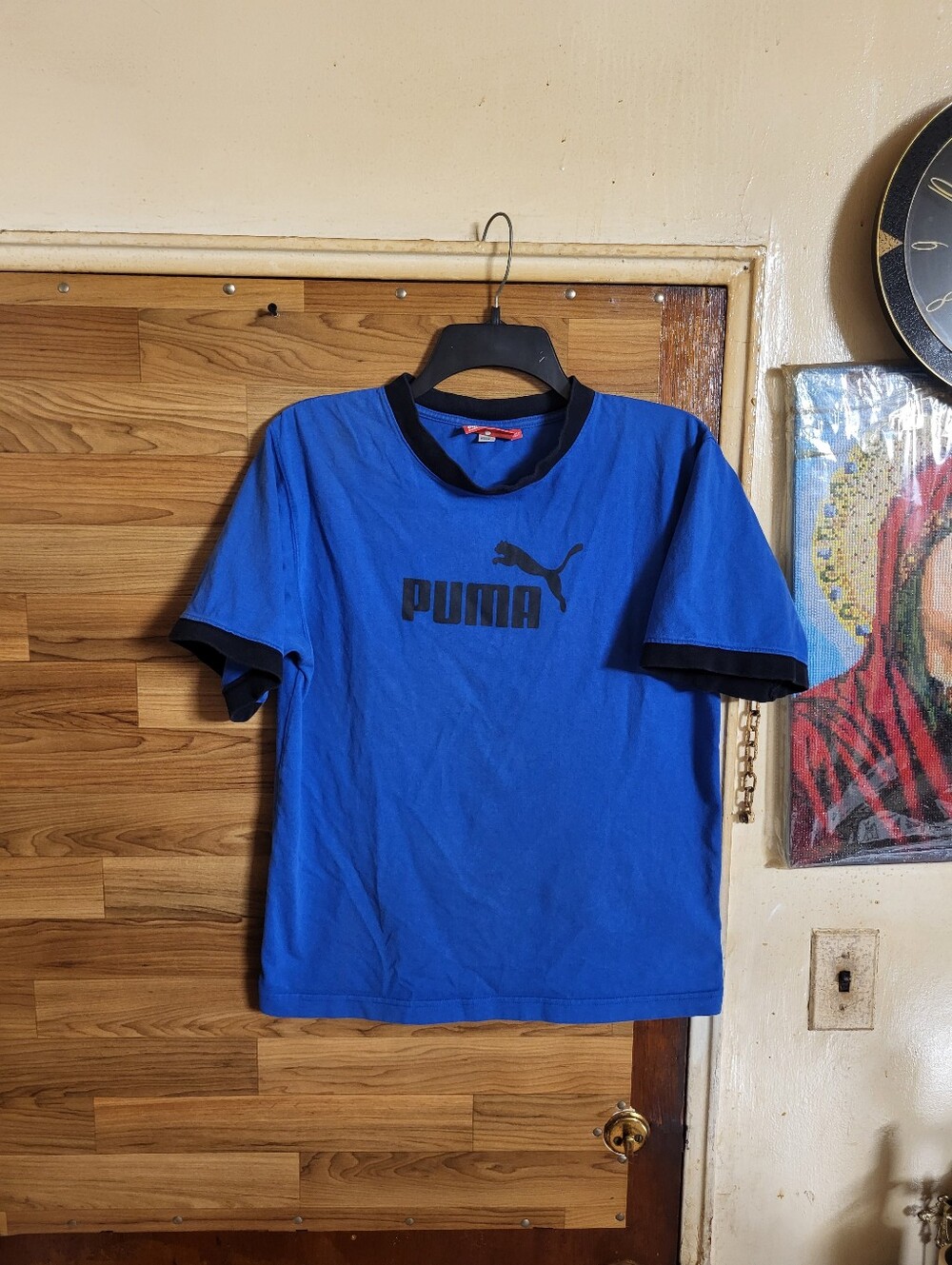 Vintage Style Puma Black /Blue Thick Cotton Tshirt Boys XL